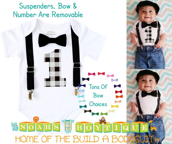 Boys First Birthday Outfit Grey and Black Buffalo Plaid - Little Man Party - 1st Birthday Outfit - Boy Birthday Clothes - Birthday Shirt Il_570xn