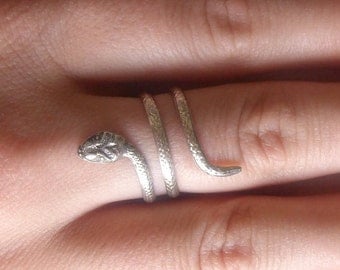 Double Coil Snake Ring in Sterling Silver, Animal Ring, Silver Snake, Animal Rings Series, Georgian Snake Ring, Wrap Around Snake Ring