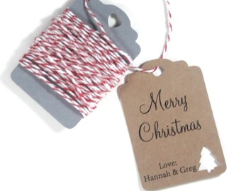 Christmas Gift Tags Set of 10 - Kraft Tags with Christmas Tree - Personalized Christmas Tags - Kraft Holiday Gift Tags - Christmas Tree Tags
