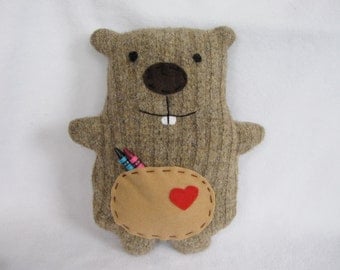 Happy Groundhog Plush Critter stuffed animal with pocket