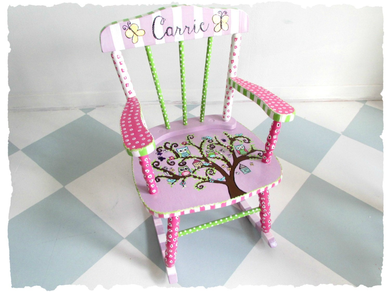 Upcycled Painted Child Rocking Chair Custom Painted by mollieburd