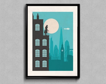 The Inspector, London Sherlock Holmes inspired Print, Sherlock Holmes wall art poster vintage style print, home decor gift art prints