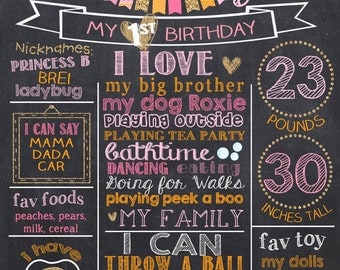 Pink Pumpkin First Birthday Chalkboard Poster, Pumpkin Pink Orange and Glitter 1st Birthday Chalk Board Sign, Halloween Birthday Chalkboard