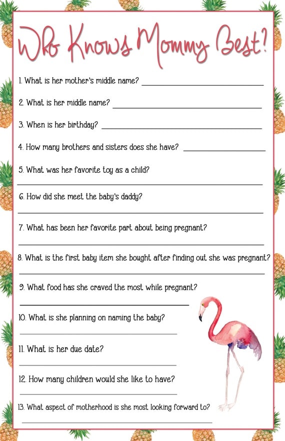 Printable Who Knows Mommy Best Baby Shower Game
