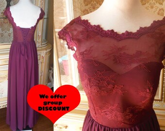 Purple lace bridesmaid dress, Plum bridesmaid dress, purple bridesmaid dress. Lace dress