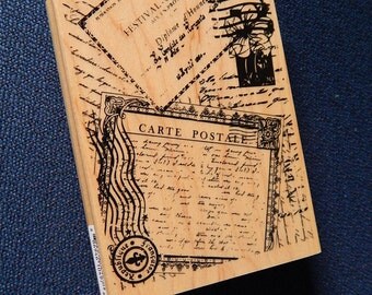 3 1/4" x 4 1/4" Carte Postale French Postcard Rubber Stamp Paris France - Scrapbooking