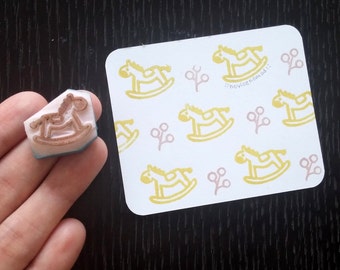 Baby rocking horse stamp, toy stamp, horse stamp, baby shower gifts, blockprinting, handmade stamp, perfect for scrapbooking and card making