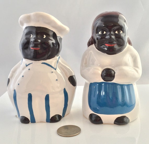 Black AMERICANA Ceramic CHEFS Mammy & Pappy Blue by Thriftnstyle