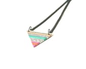 Triangle Wooden Necklace - Aztec Colorful Necklace, Laser Cut Wood, Tribal Inspired, Geometric Jewelry, Hipster Ethno Necklace, Hand Painted