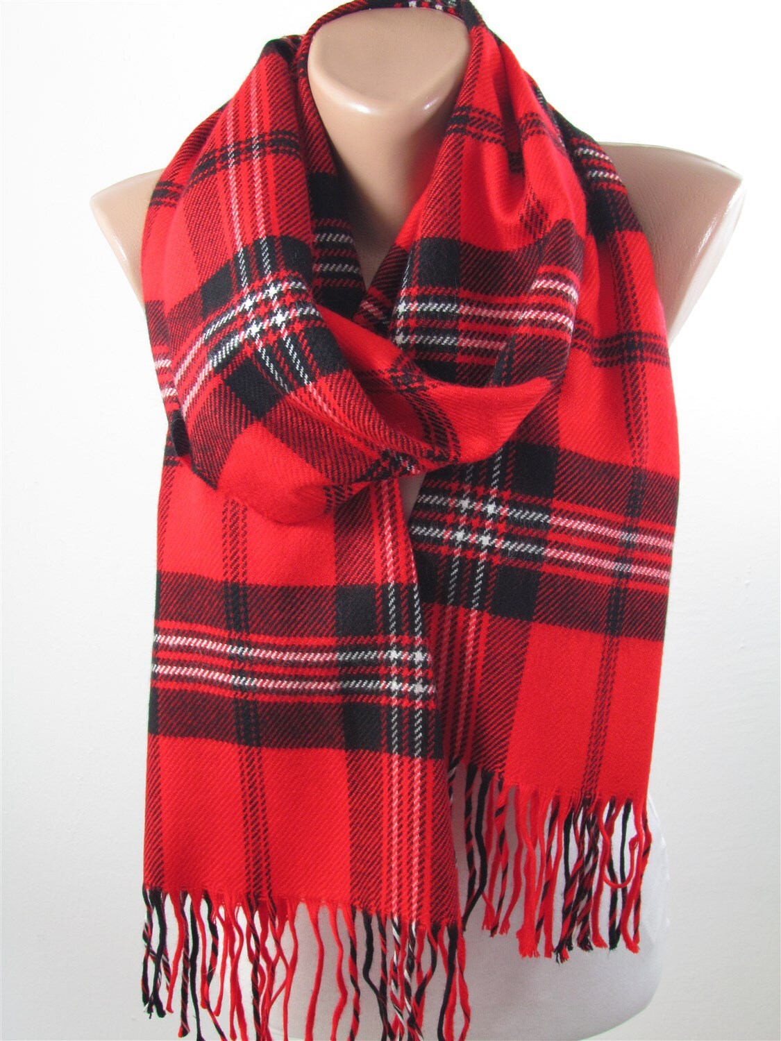 Christmas Gift Scarf Plaid Scarf Cozy Winter Red by ScarfClub Christmas Gift Scarf Plaid Scarf Cozy Winter Red by ScarfClub
