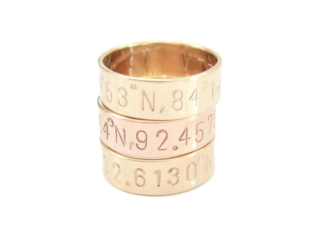 Coordinates Ring, Custom Latitude Longitude Ring, Personalized Stamped Ring, Custom Coordinate Jewelry, Stamped Ring, Personalized Ring