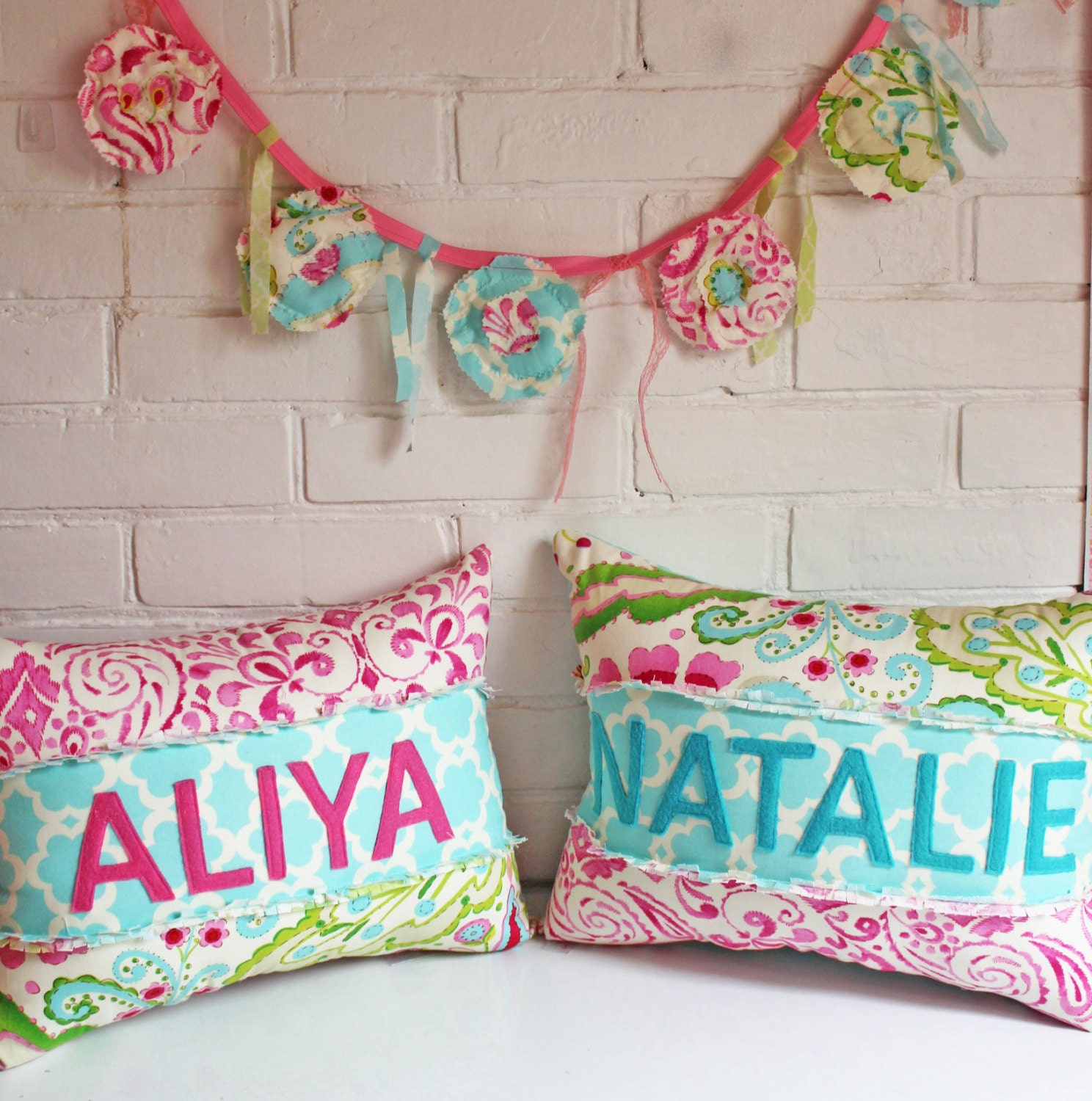 Name Pillow for Girl Girly Pink Colorful Feminine Kumari