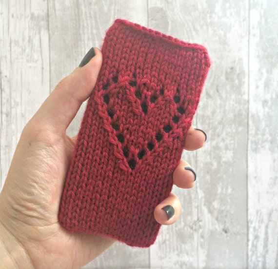 Red Knit Phone Case Knitted Mobile Phone Cover by SnugCreations