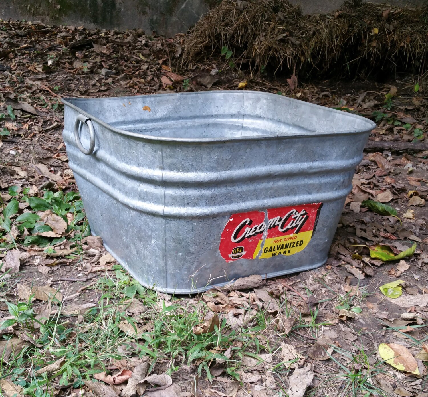 Cream City Hot Dipped Galvanized Large Square Steel Tub