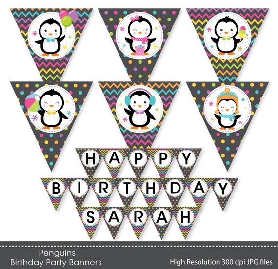 Penguins Party Banners Penguins birthday by funkymushrooms