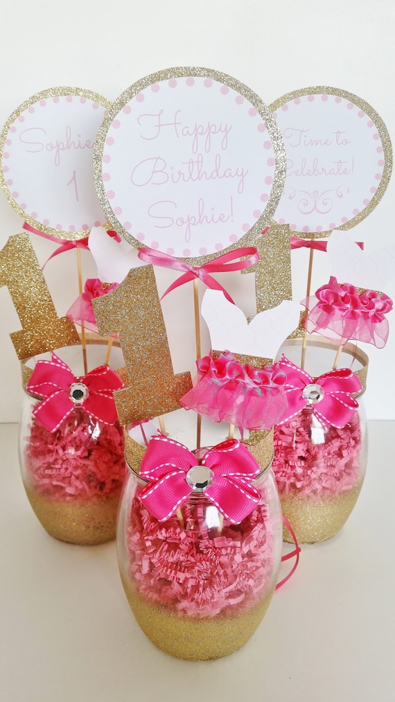 Items similar to 1st Birthday Party Centerpieces, Ballerina Party Decor