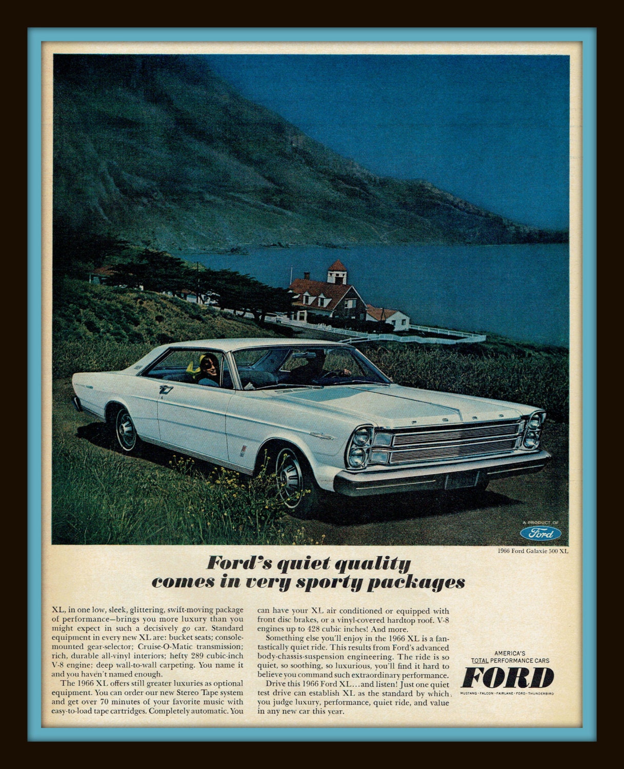 1966 Ford Galaxie 500 XL vintage print ad by catchingcanaries
