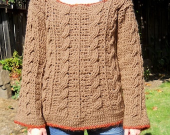 Handmade Crocheted Cable Sweater comfy cozy winter cable-knit casual