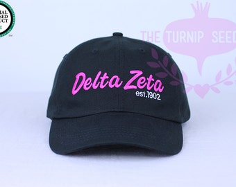 Delta Zeta Baseball Cap - Team Script - Custom Color Hat and Embroidery.