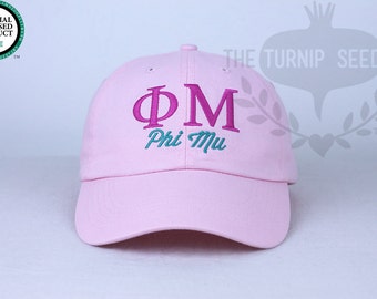Phi Mu Sorority Baseball Cap - Custom Color Hat and Embroidery.
