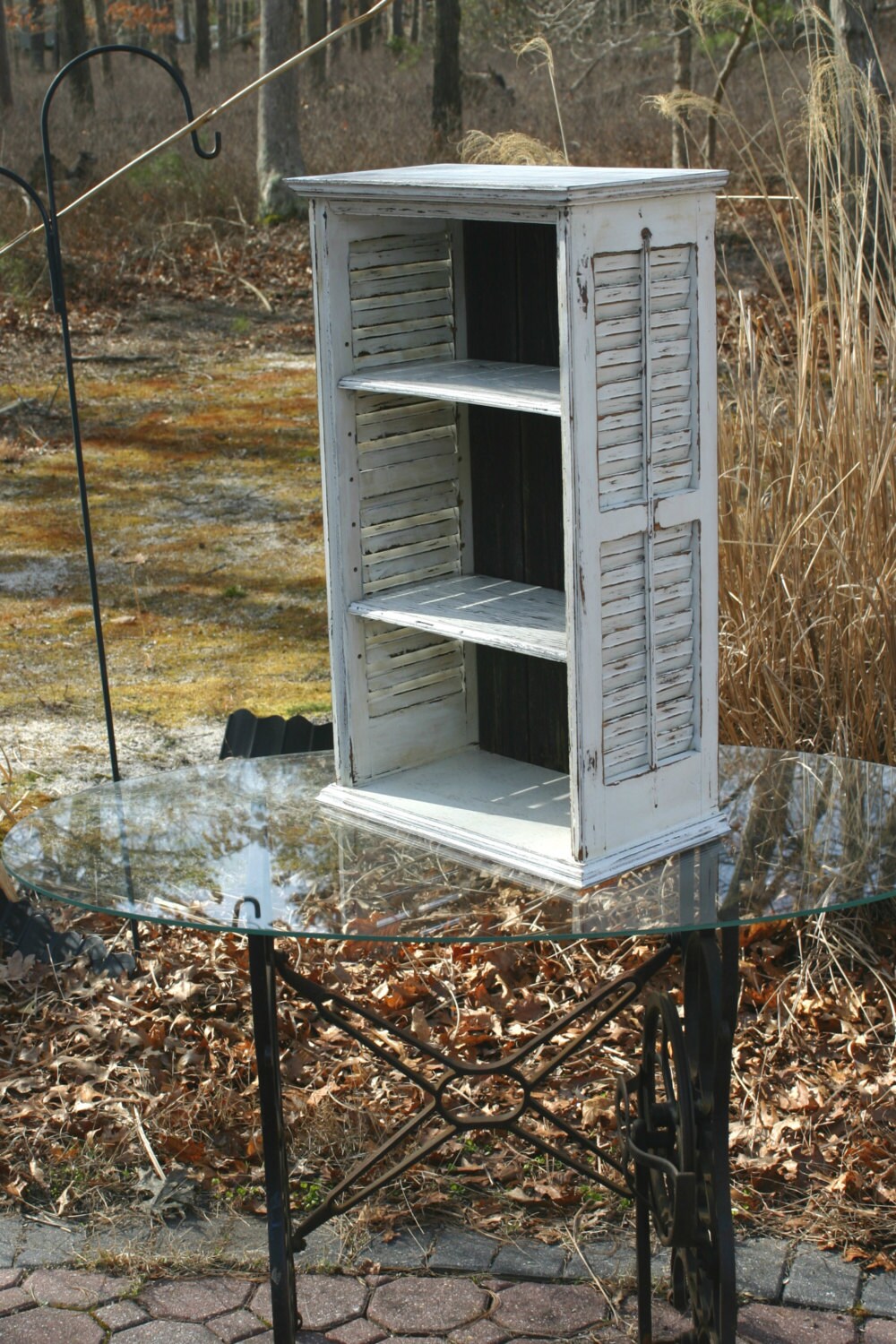 Repurposed Shutter Bookcase Shelves Distressed Furniture