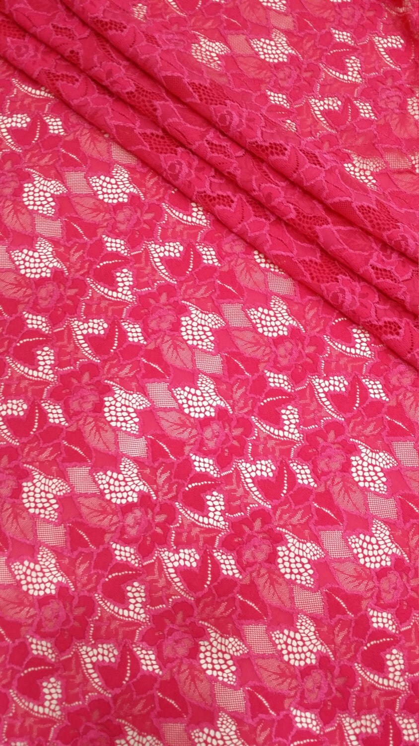 Pink stretch lace fabric by the yard France Lace Chantilly