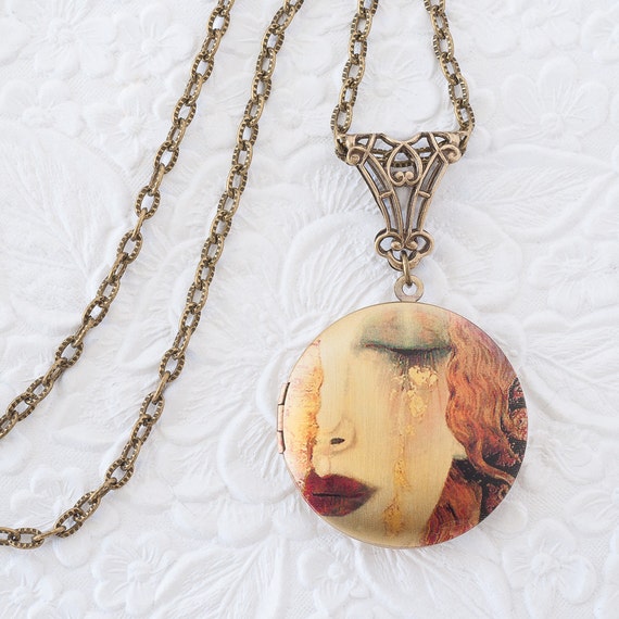 Gustav Klimt Crying Woman Locket Klimt Art by VinstyleDesigns