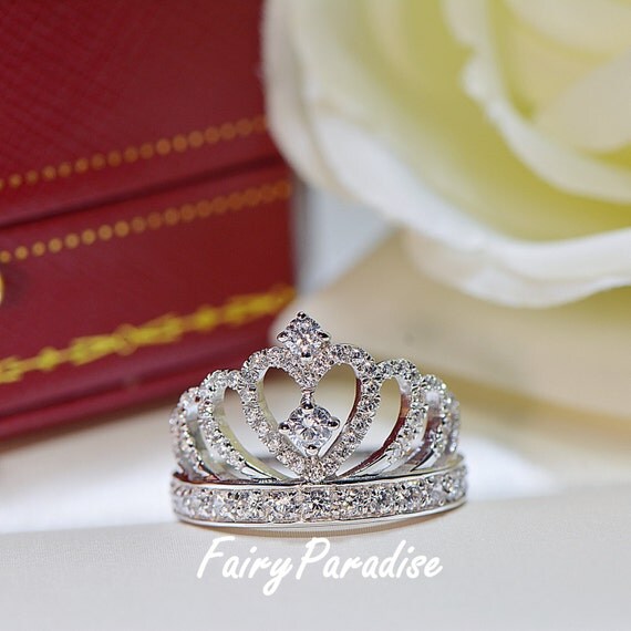 Princess Crown Promise Ring Accent Tiara Rings by FairyParadise