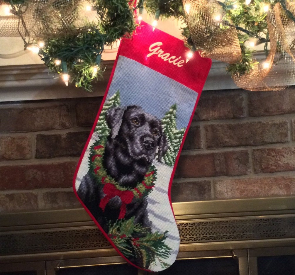 Black Lab Christmas dog Stocking Personalized Christmas