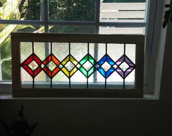 Rainbow squares Stained glass suncatcher, Stained glass Lead panel