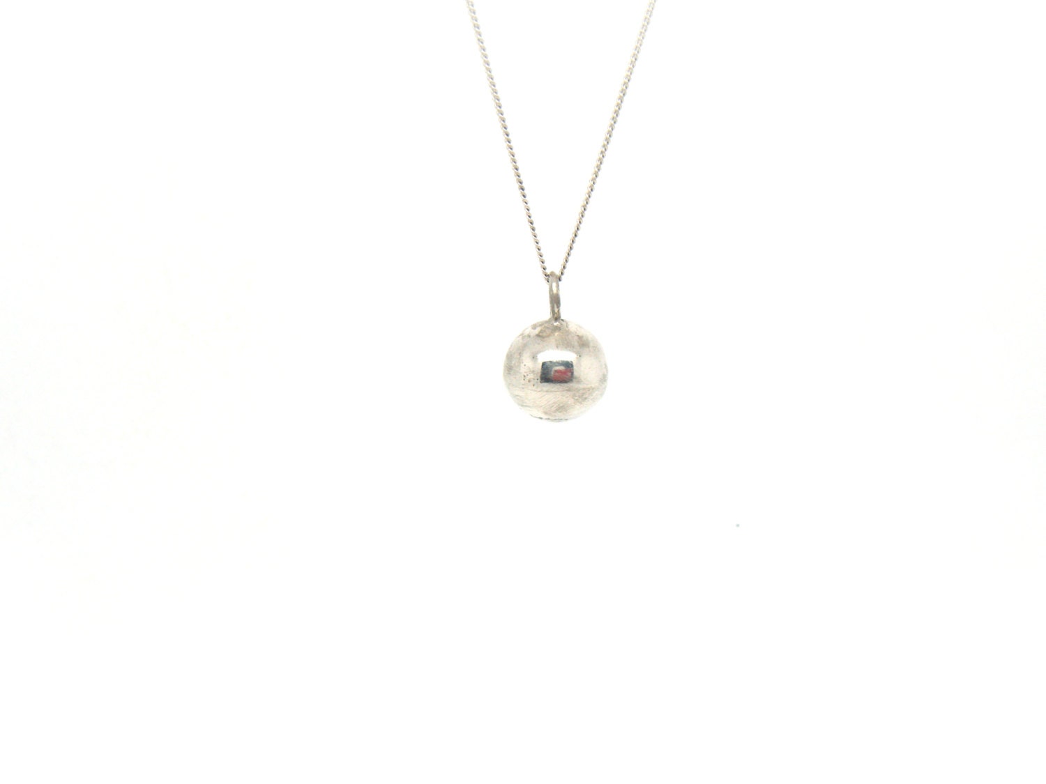 Silver ball pendant Simple big ball necklace Plain big