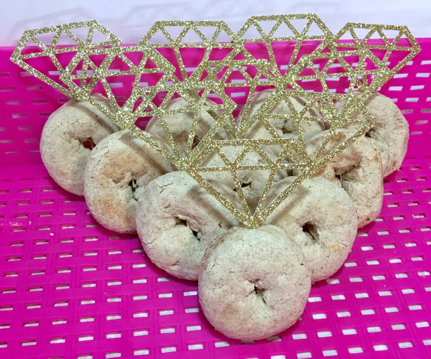 20 Donut Doughnut Gold Glitter Diamond Engagement Ring Toppers