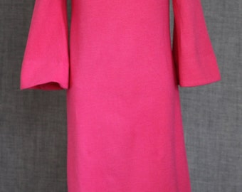 1970s style Bright Pink Bell Sleeve Dress