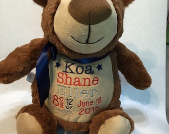Personalized Stuffed Bear Cubby. Cubbyford Bear. Birth Announcement Stuffed Bear Cubbies. Stuffed Animal Toy with Name.