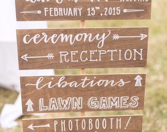 wedding signs / outdoor arrow signs / wooden directional sign / welcome sign / gift table sign.