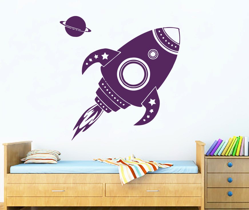 Wall Decals for Nursery Rocket and Planets Space Decal Vinyl