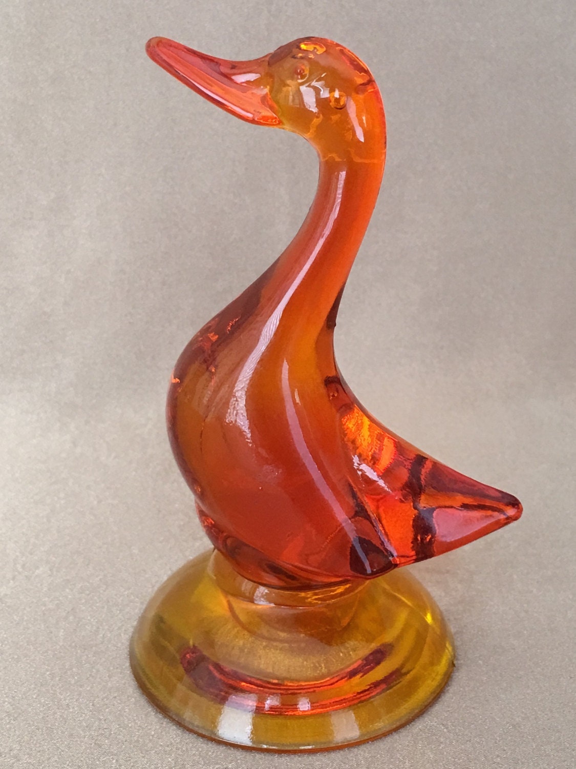 Viking Amberina Duck Orange Glass Duck Vintage Glass by DotnBettys