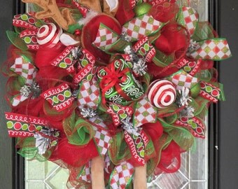 whimsical christmas wreath christmas decoration wreath for door front door wreaths door - Christmas Reindeer Decorations whimsical christmas wreath christmas decoration wreath for door front door wreaths door - Christmas Reindeer Decorations