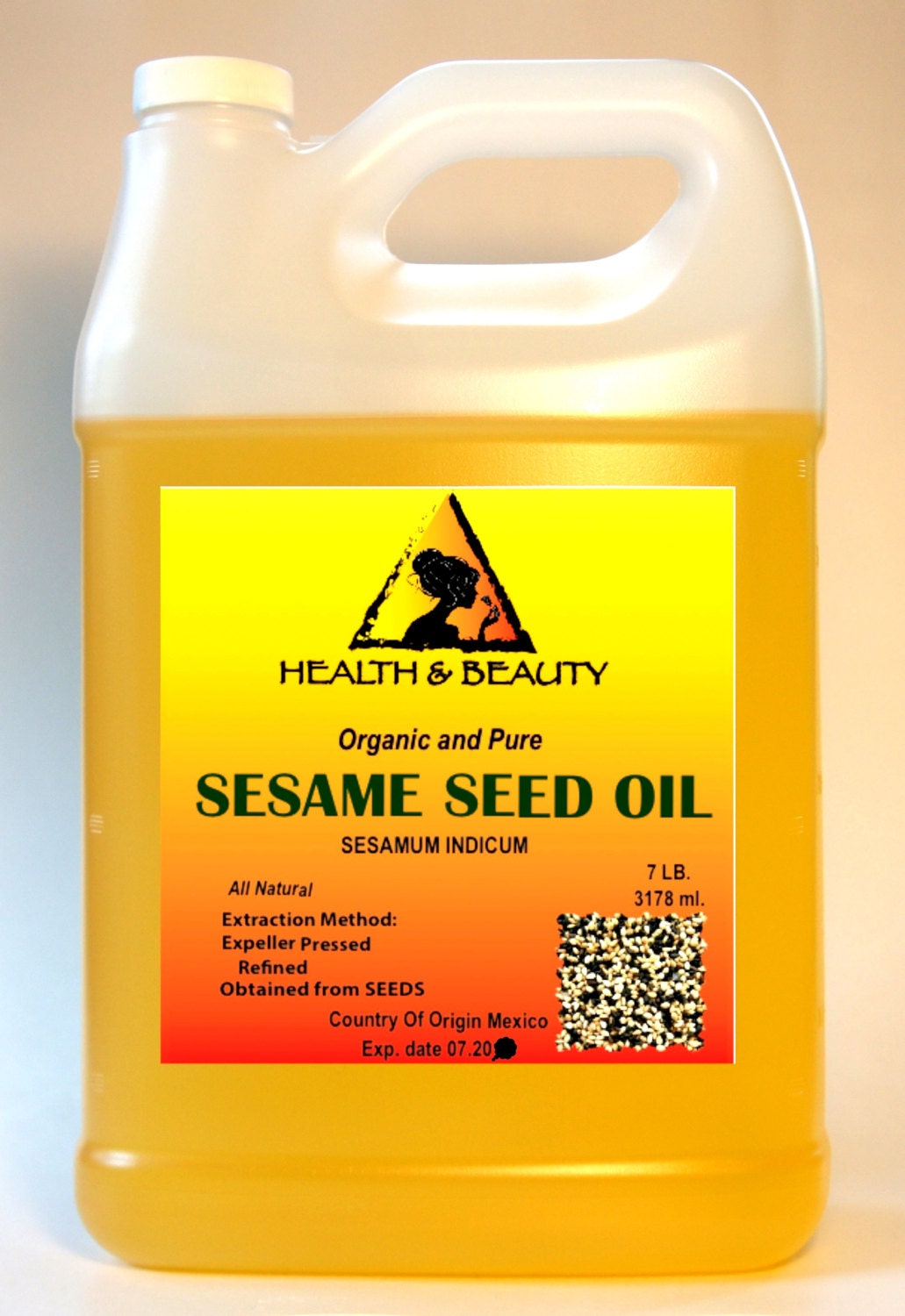 7 Lb 1 gal SESAME OIL REFINED Organic Carrier by HBOilsCenter