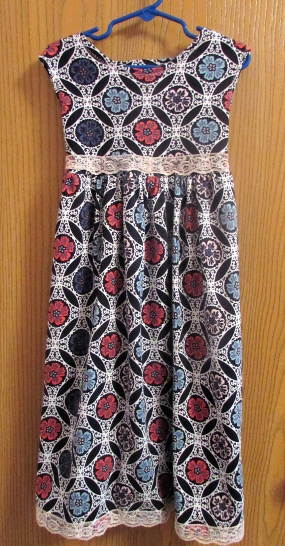 Girls knit sundress/girls summer dress/toddler sundress/flowered sundress/long sundress/girls sundress/knit dress