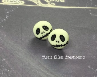 Jack Skellington The Nightmare Before Christmas earrings, Jack Skellington jewelry, halloween earrings, glow in the dark jewelry, polymer