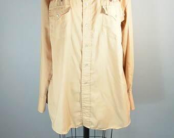 Mens Western Shirt// Cowboy Shirt// Vintage Western Shirt// Pearl Snap Button// Medium/large Mens Shirt