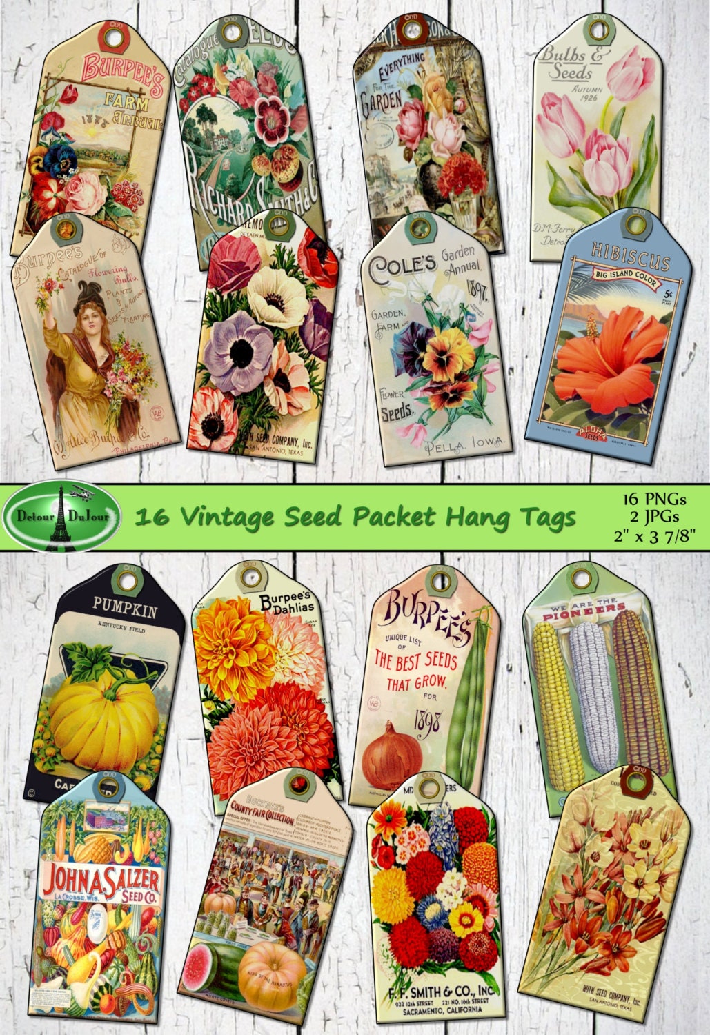 Printable Tags Seed Packet Tags 16 Vintage Seed Packet