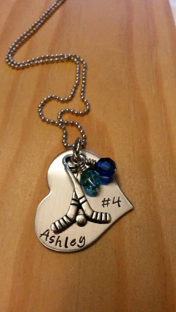 Hand Stamped Personalized Field Hockey Necklace Girls Field