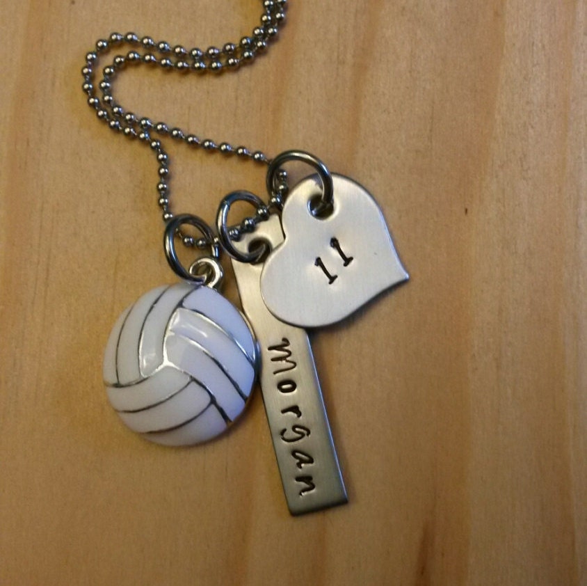 Hand Stamped Personalized Volleyball Necklace Girls