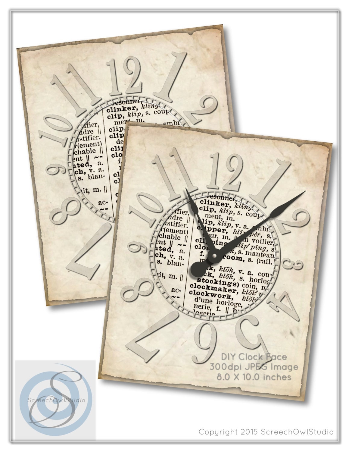 Printable Clock Face Dictionary Paper Clock Face Craft