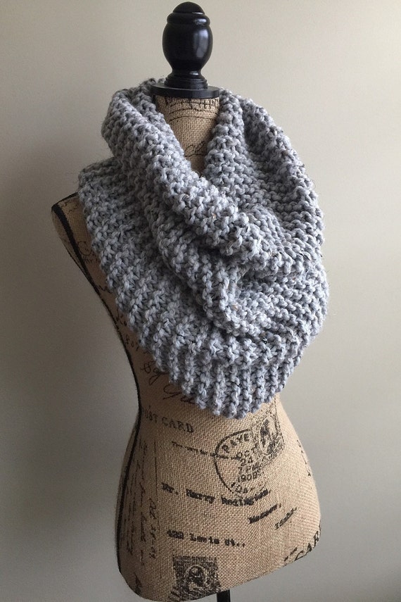 Hand knit chunky infinity scarf, womens winter cowl, oversized knit