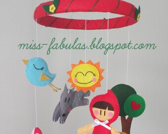 Little Red Riding Hood decorative baby cot cradle crib mobile felt - little Red Riding Hood decorative Crib Mobile