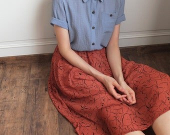 crepe chiffon abstract floral print skirt