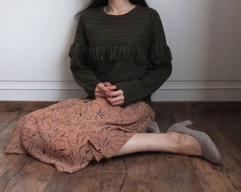 crepe chiffon abstract floral print skirt